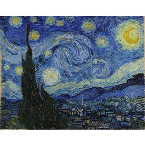 Звездная ночь картина на холсте Премиум качество Ван Гог на подрамнике