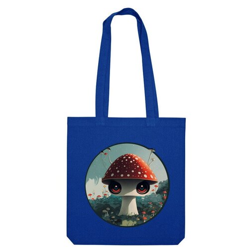 детская футболка грибы с глазами лесной дух 152 красный Сумка шоппер Us Basic, синий