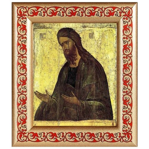 Святой Иоанн Предтеча, XV в, икона в рамке с узором 14,5*16,5 см