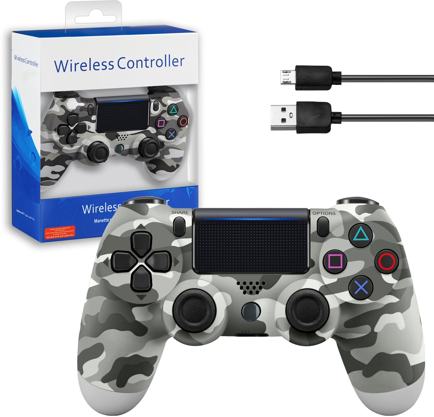 Беспроводной Bluetooth джойстик для PS4 контроллер подходит для Playstation 4 серый камуфляж