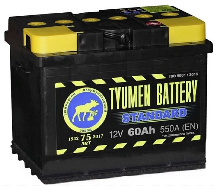 Аккумулятор автомобильный TYUMEN BATTERY STANDARD 60 А/ч 550 А обр. пол. Евро авто (242x175x190)