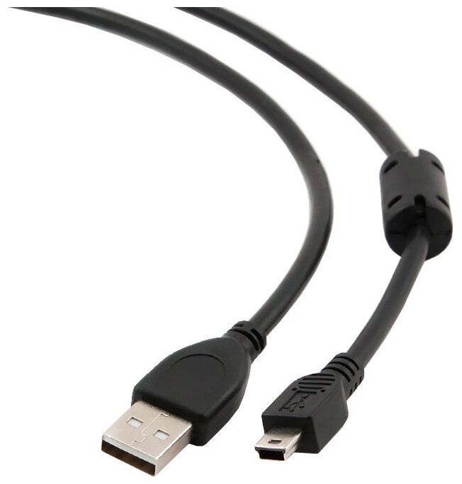 Кабель USB 2.0 Pro Cablexpert CCF-USB2-AM5P-6, AM/miniBM 5P, 1,8 м, экран, ферритовое кольцо, черный