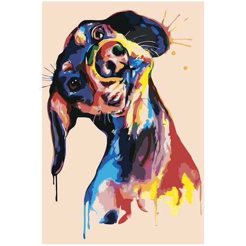 Радужная собака поп-арт Раскраска картина по номерам на холсте портрет поп арт раскраска картина по номерам на холсте