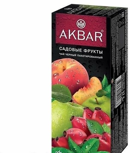 Черный чай Akbar "Садовые фрукты", 25 пакетиков - фотография № 5