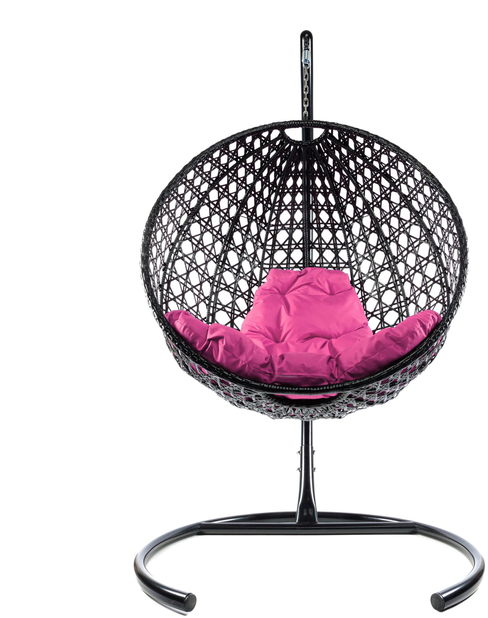 Подвесное кресло M-Group круглый Люкс чёрное, розовая подушка - фотография № 2