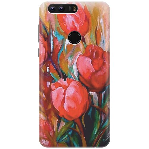фото Cиликоновый чехол на honor 8 / хонор 8 с принтом "тюльпаны" gosso