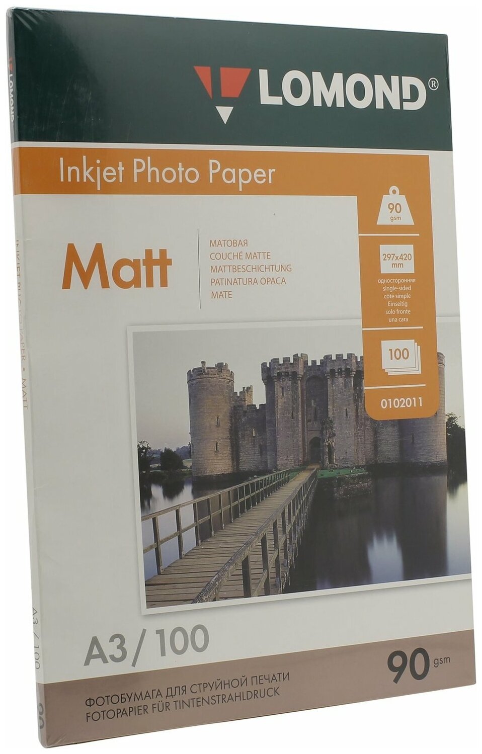 Lomond 0102011 односторонняя матовая фотобумага для струйной печати, A3, 90 г/м2, 100 листов.