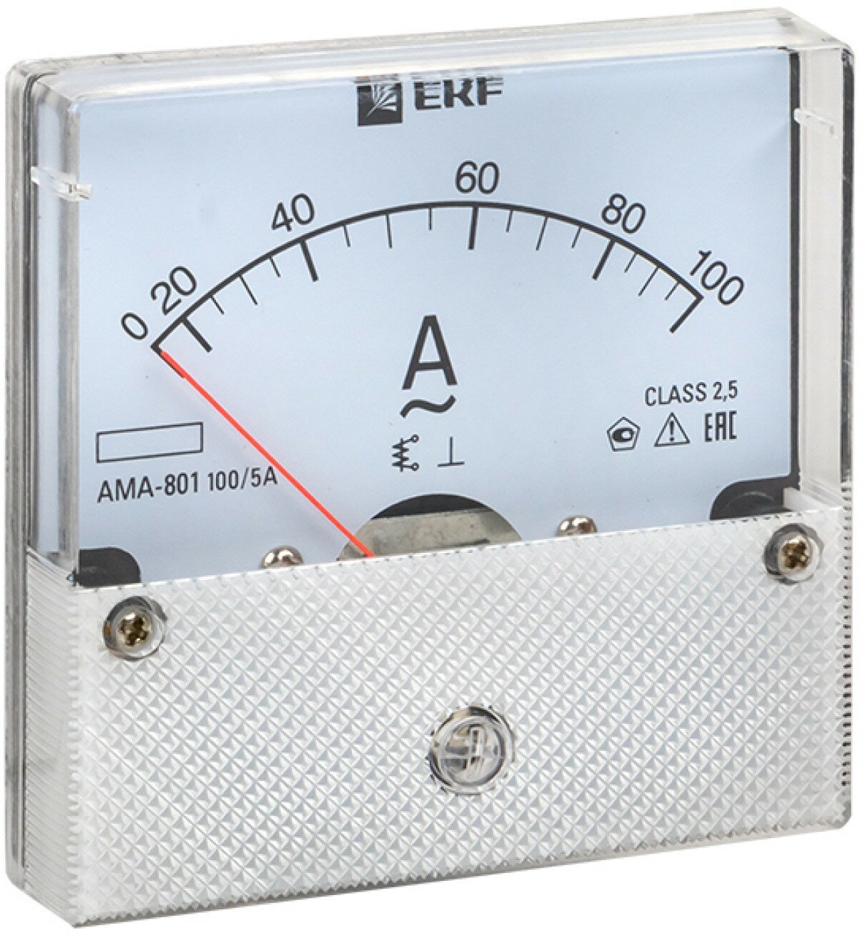 Амперметр AMA-801 аналоговый на панель (80х80) круглый вырез 100А трансф. подкл. EKF