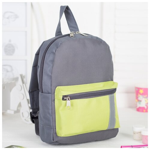 фото 4818 п-600 рюкзак детский, 21*11*29, отдел на молнии, н/карман, сер/салат 1692214 зфтс
