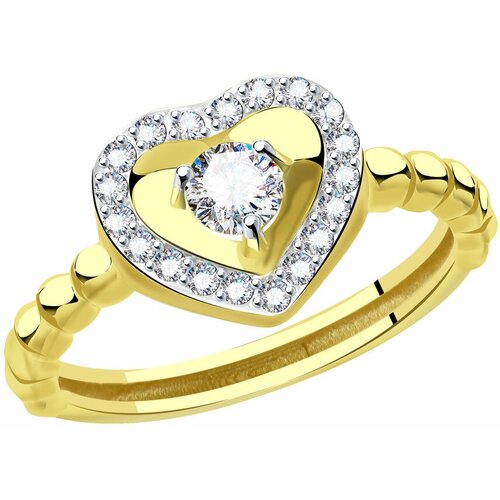 фото Кольцо diamant online, золото, 585 проба, фианит, размер 16.5