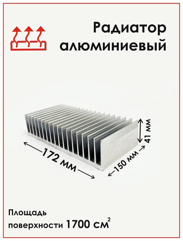 Радиаторный алюминиевый профиль 172х41х150 мм. Радиатор охлаждения, теплоотвод, охлаждение светодиодов