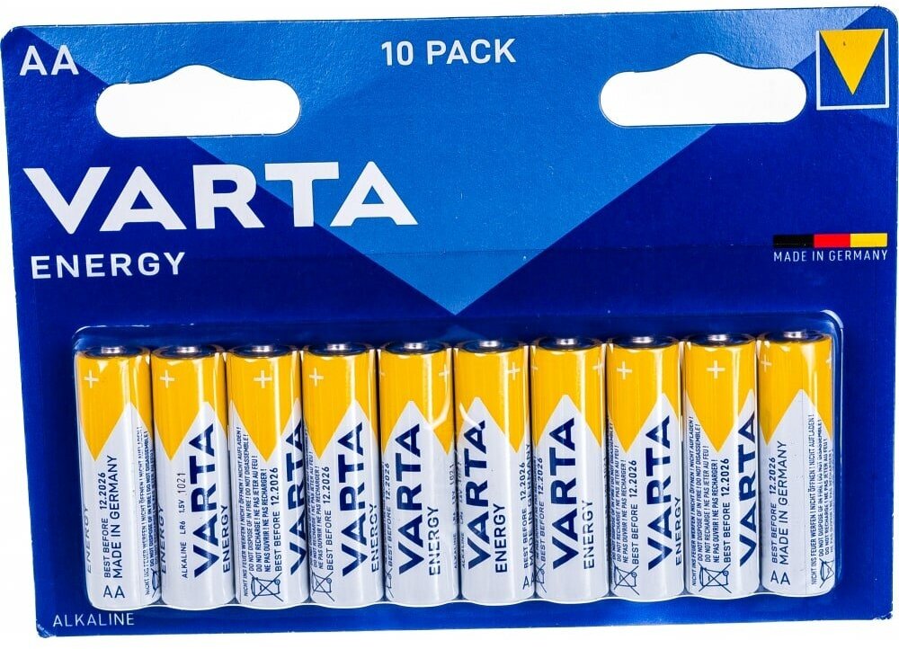 Батарейка Varta ENERGY LR6 AA BL10 Alkaline 1.5V (4106) (10/200/36000) Varta ENERGY LR6 AA (04106229491) - фото №17