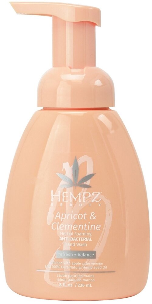 Мыло Hempz Body Care Apricot & Clementine Herbal Foaming Anti-Bacterial Hand Wash, Антибактериальное мыло-мусс для рук абрикос И клементин, 236 мл