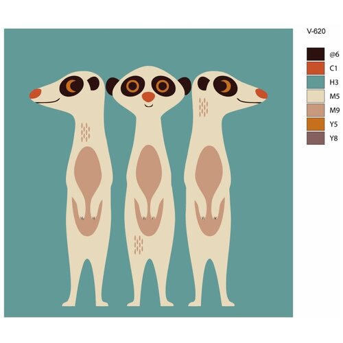 Картина по номерам V-620 Сурикаты арт, 40x40 см картина по номерам v 349 новый арт 40x40 см
