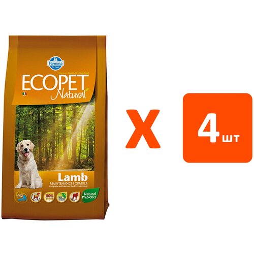 ECOPET NATURAL ADULT MEDIUM LAMB для взрослых собак средних пород с чувствительным пищеварением с ягненком (2,5 кг х 4 шт)