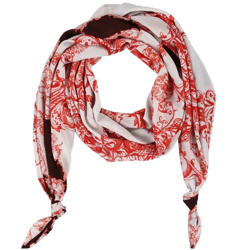 фото Двойной шарф-долька оланж ассорти серия апрель с узелками, белый/красный
