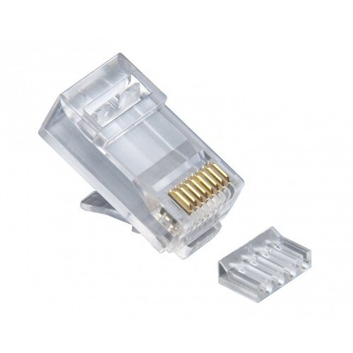 Коннектор RJ45 UTP 8P8C, универсальный, со вставкой, cat.6, 100 шт. -PL45-8P8C-6V вставка hyperline kj1 rca yl hg wh