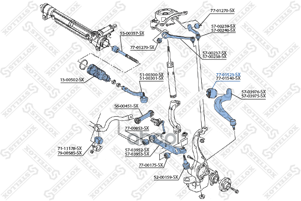 77-01523-Sx_сайлентблок Переднего Нижнего Заднего Рычага ! Audi A4/S4/Allroad/A5/Q5 08> Stellox арт. 7701523SX