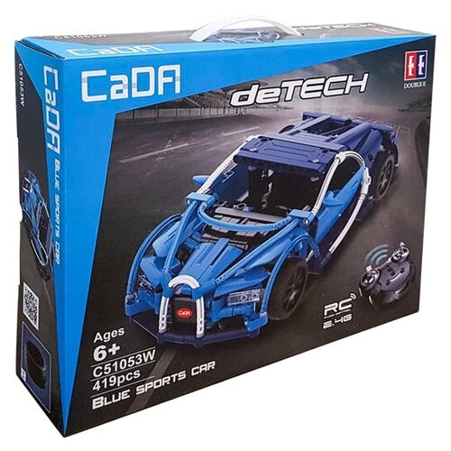 р у конструктор cada technic спортивная машина 419 деталей Конструктор Double Eagle CaDA deTECH C51053W Синий спортивный автомобиль, 419 дет.