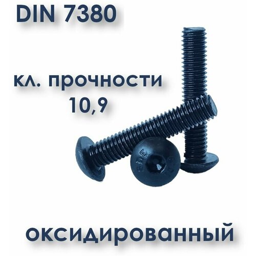 Винт с полукруглой головкой, М4х25, ISO 7380 (ГОСТ 28963-91), чёрный, под шестигранник, 20 шт.