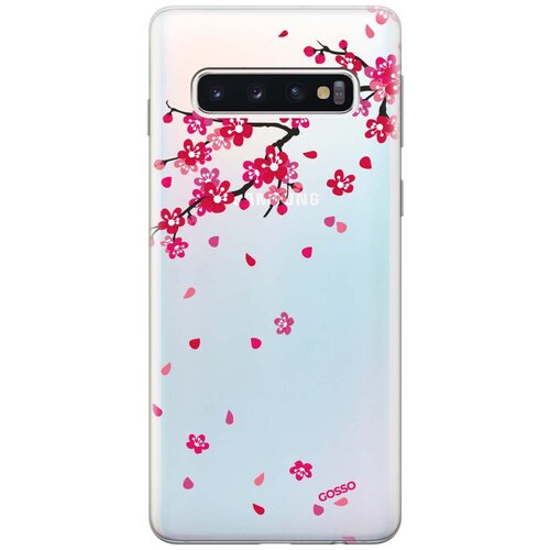 Ультратонкий силиконовый чехол-накладка Transparent для Samsung Galaxy S10 с 3D принтом Sakura ультратонкий силиконовый чехол накладка transparent для samsung galaxy s10 с 3d принтом cats in love