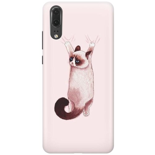фото Cиликоновый чехол на huawei p20 / хуавей п20 с принтом "недовольный кот" gosso
