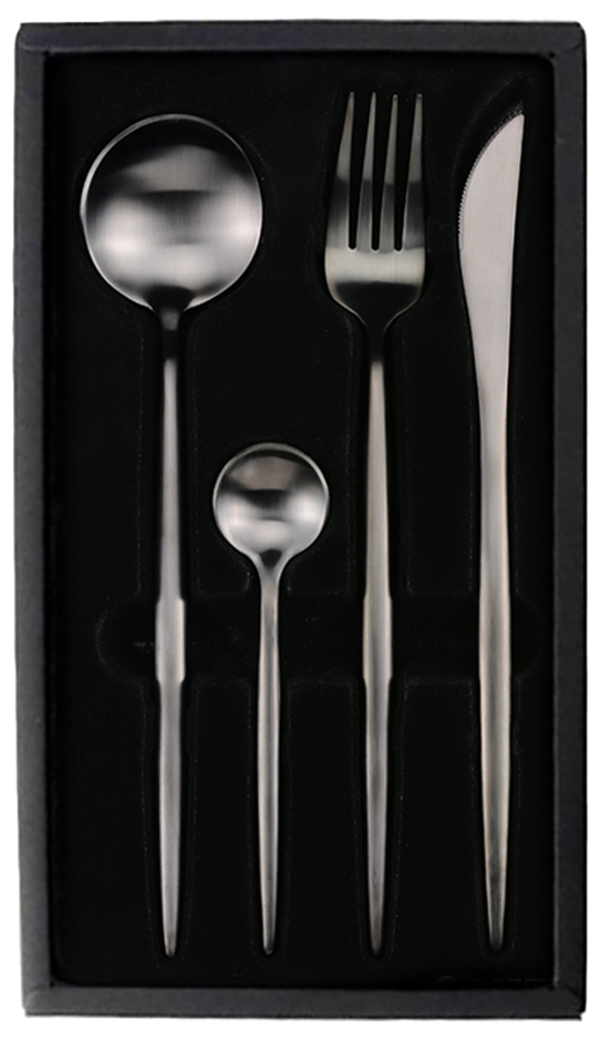 Xiaomi Набор столовых приборов Maison Maxx Stainless Steel Modern Flatware, 4 предмета black 1 4 шт.