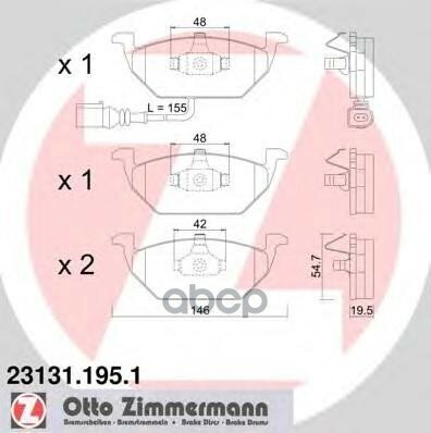 Колодки Торм. пер. Audi A2 1.4 00-> Zimmermann арт. 23131.195.1