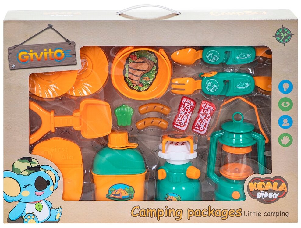 Детская посуда игрушка "Набор Туриста" с набором для пикника 14 предметов G209-011