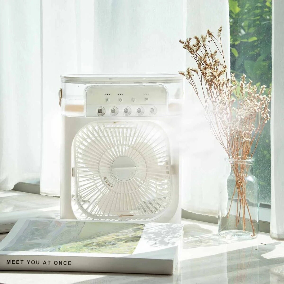 настольный вентилятор mini cooling fan белый - фотография № 3