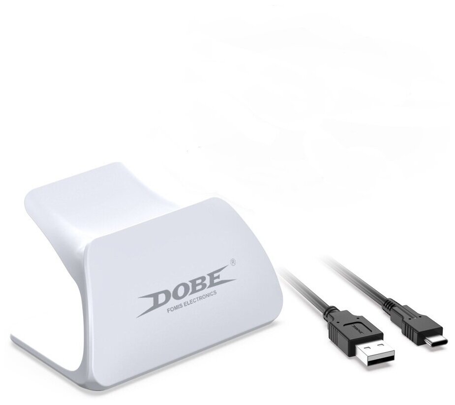 Подставка для джойстика Dualshock PS5 и кабель зарядки (Dobe TP5-0537B) Белая