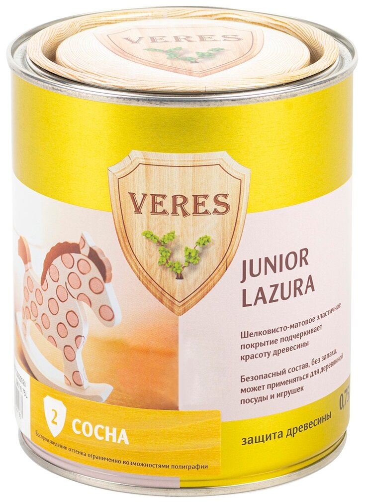 Водозащитная пропитка VERES Junior Lazura, 0.75 л, №2 Сосна