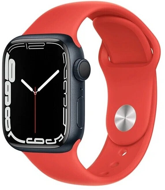 Ремешок для Apple Watch (42/44/45/49) Series 1-8, SE, Ultra, силиконовый, красный