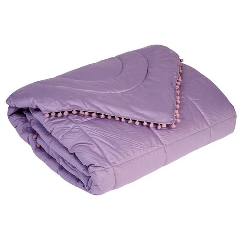 фото Одеяло плед bubble gum с помпонами 220х205 лаванда sn-textile