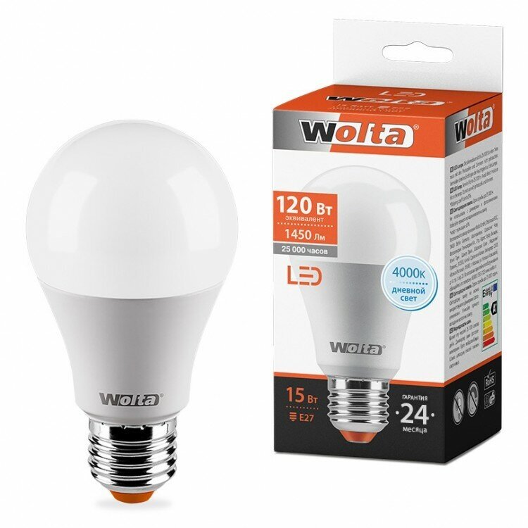 Светодиодная лампа Wolta 15W (1500Lm) 3000K 2K 2K 120x60 25Y60BL15E27