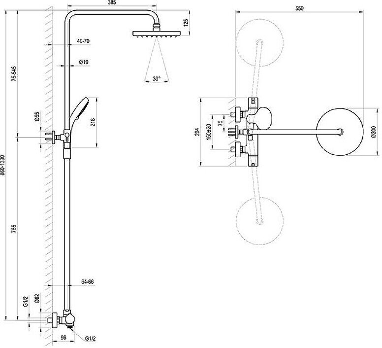 Termo 100 TE 091.00/150 X070058 Смеситель для душа (1/2", двухзахватный, термостат, картридж) Ravak - фото №16