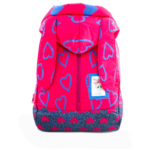фото Рюкзак для девочки bitex 28-981 с капюшоном, розовый зайчик