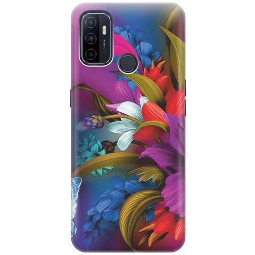фото Cиликоновый чехол на oppo a53 (2020) / a32 / оппо а53 2020 / а32 с принтом "фантастические цветы" gosso