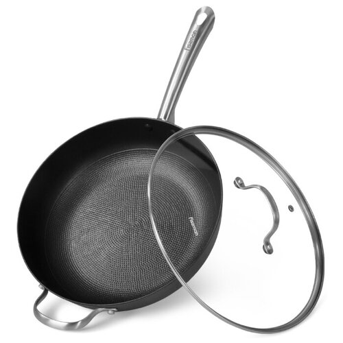 фото Сковорода fissman melita 4002, 30см, с крышкой, серый