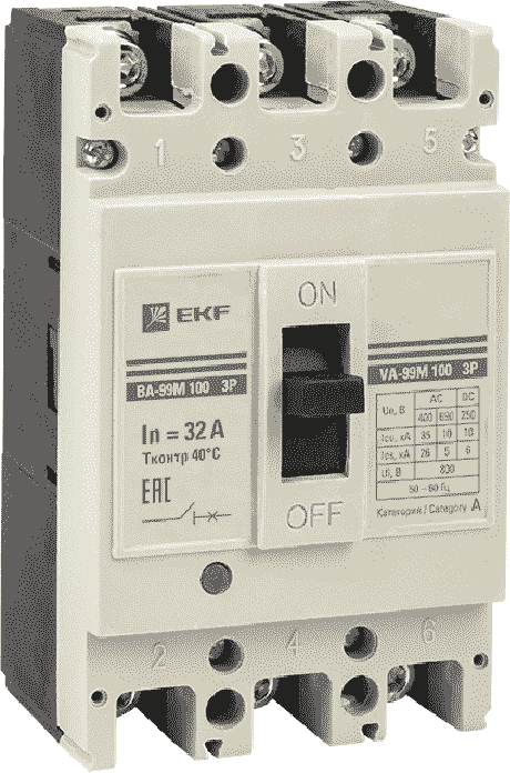 Выключатель автоматический EKF PROxima ВА-99М 100/32А, 3P, 35кА