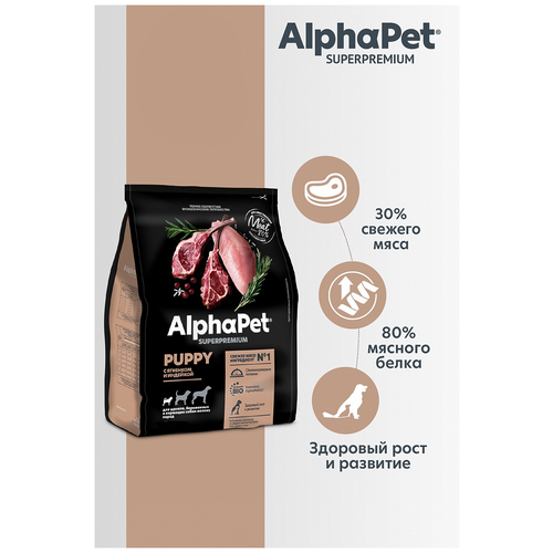 AlphaPet Superpremium сухой корм для щенков, беременных и кормящих собак мелких пород с ягненком и индейкой