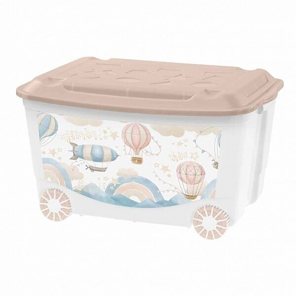 Ящик для игрушек на колесах с декором «Воздушные шары» цвет темно-бежевый 58*39*33,5см, 45л