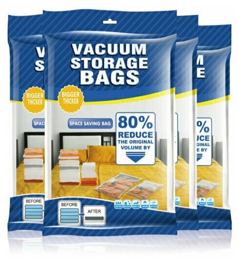 Вакуумные пакеты 10 шт 50х70 см , для хранения вещей, одежды с клапаном для пылесоса многоразовые - фотография № 3