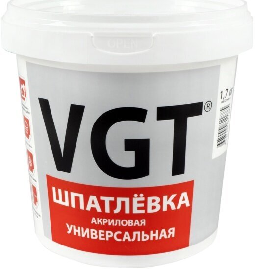 Шпатлевка универсальная для наружных и внутренних работ Vgt (ВГТ), акриловая, 1,7 кг