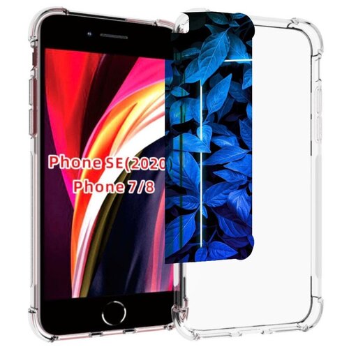 Чехол MyPads голубые цветочки неон для iPhone 7 4.7 / iPhone 8 / iPhone SE 2 (2020) / Apple iPhone SE3 2022 задняя-панель-накладка-бампер