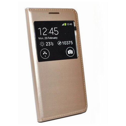 фото Чехол-книжка mypads для samsung galaxy a3 (2015) sm-a300f золотой с окошком для входящих вызовов