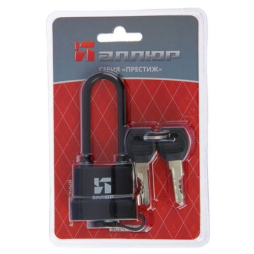 фото Замок навесной "аллюр" вс1ч- 374пд, влагозащитный, длинная дужка d=6.3 мм, 6 ключей 1379355