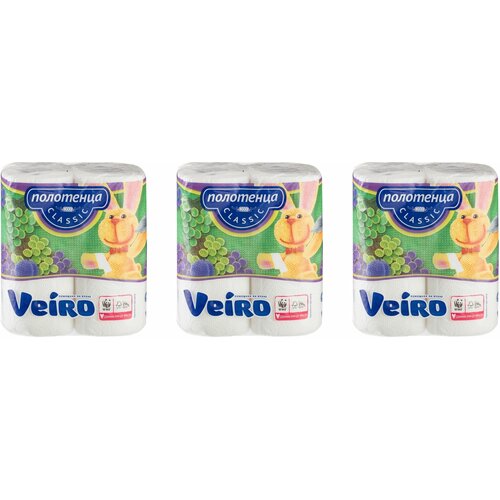 veiro бумажные полотенца classic plus 2 слоя 2 рулона 2 уп Veiro Полотенца бумажные Classic 2слоя, с тиснением, 2 рул./уп, 3 уп.