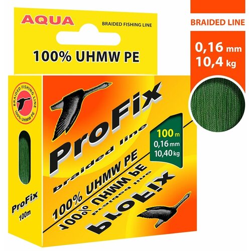 плетеный шнур aqua profix dark green 0 10mm 100m Леска плетеная ProFix Dark green 0.16 100м