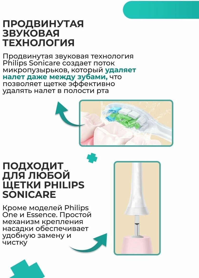 Набор насадок для зубной щетки Philips Sonicare сменные совместимые 3 шт (Розовый) - фотография № 2